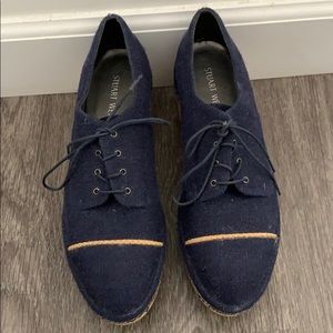 Navy Blue Stuart Weitzman Kent Platform Oxford